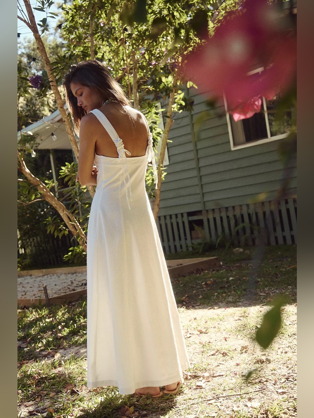 FREE PEOPLE | ✨ Holland Stretch Linen Midi Dress in Clean Ivory - Picture 2 of 4